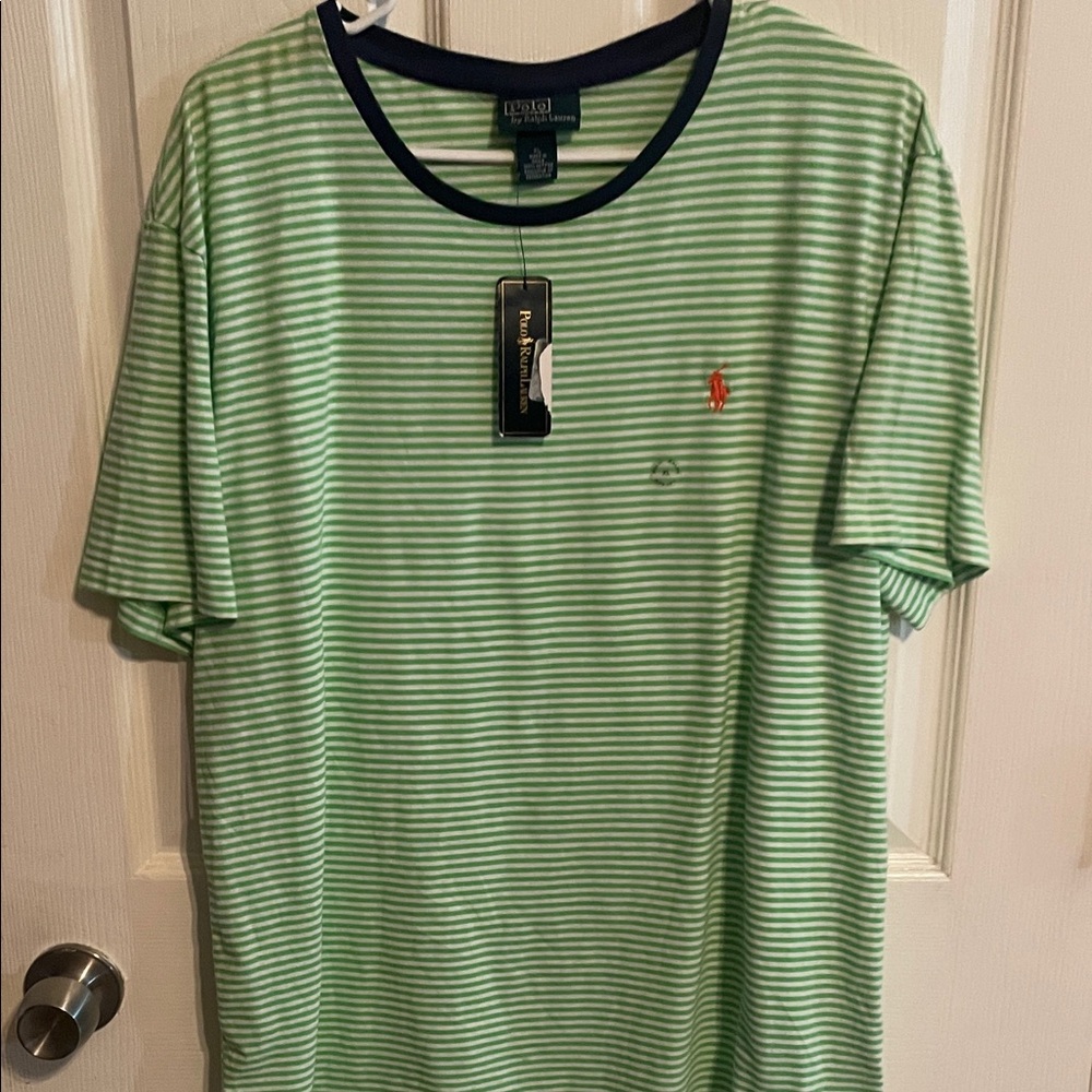 Polo by Ralph Lauren Green and White Striped Tee